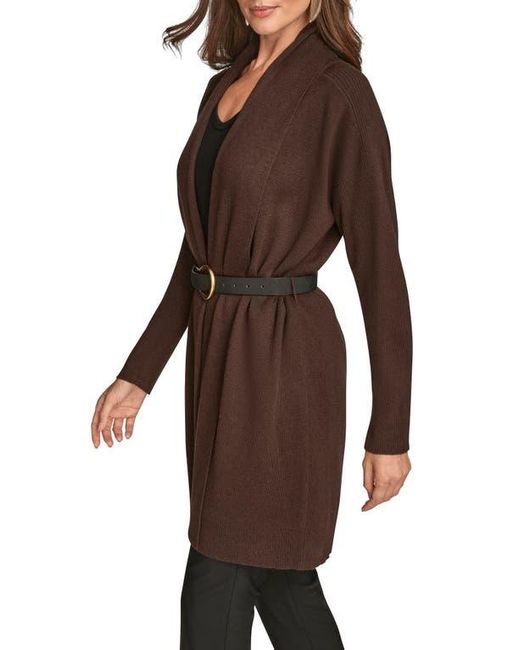 Donna Karan Brown Belted Cardigan