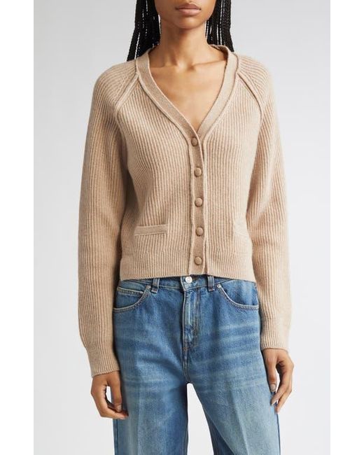Victoria Beckham Blue Wool & Cashmere Rib Cardigan