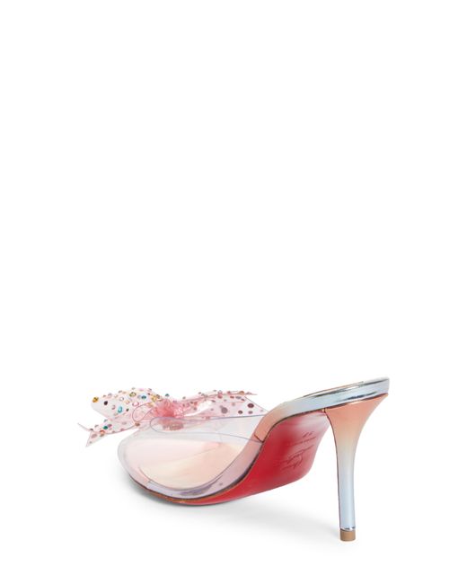 Christian Louboutin Pink Crystal Embellished Pointed Toe Slide Sandal