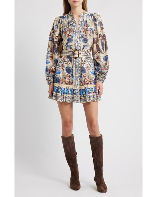 FARM Rio Nature Land Long Sleeve Belted Minidress | Lyst