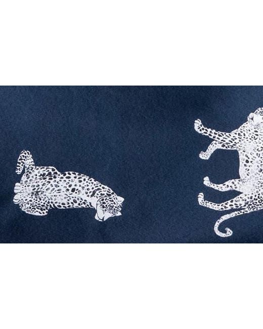 Petite Plume Blue Panther Print Silk Short Pajamas for men