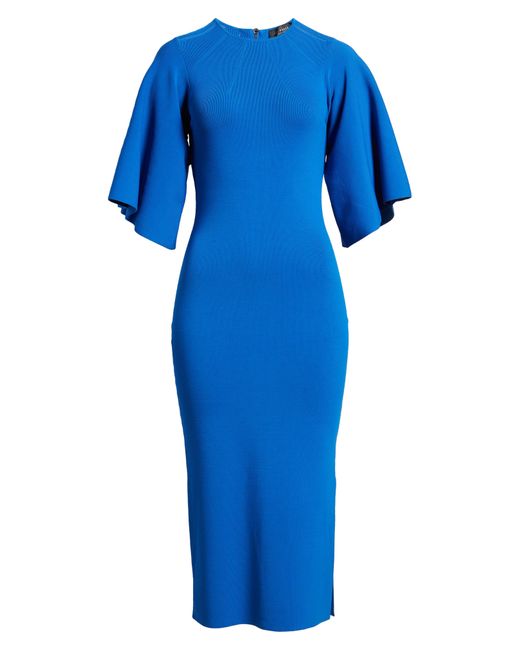Ted Baker Blue Lounia Fluted Sleeve Body-con Sweater Dress