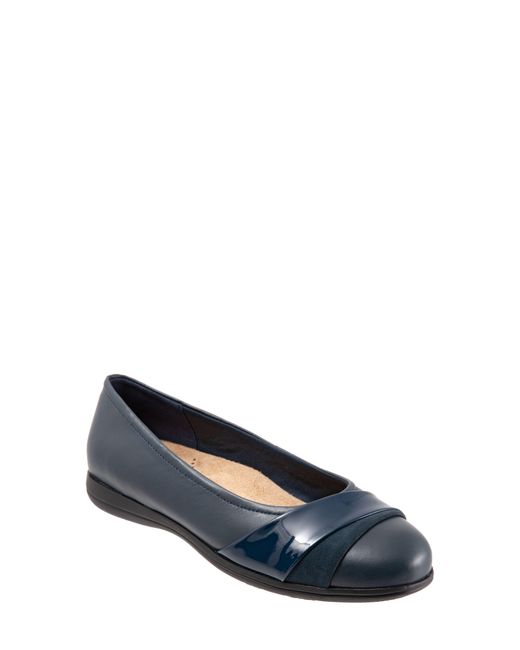 Trotters Blue Danni Leather & Suede Flat