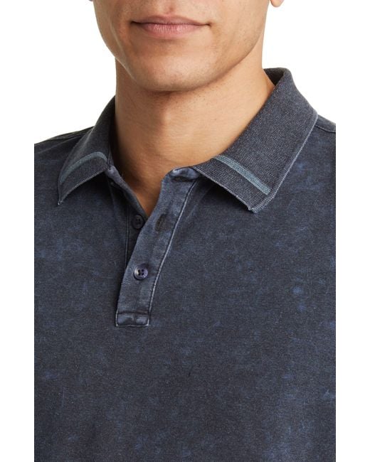 Stone Rose Blue Tipped Acid Wash Performance Jersey Polo for men