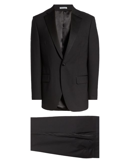 Peter Millar Black Tailored Fit Wool Tuxedo for men