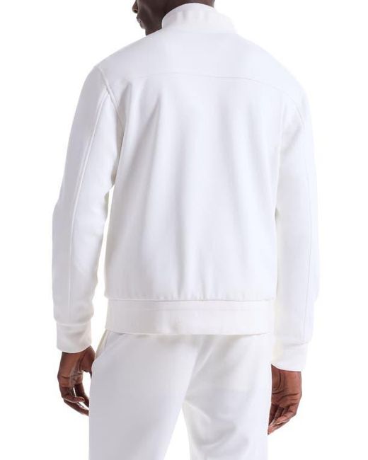 Bugatchi White Soft Touch Knit Reversible Bomber Jacket for men