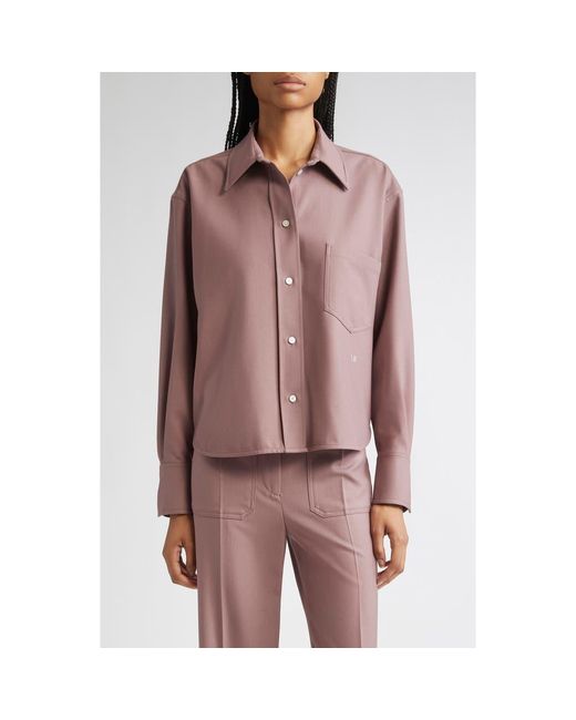Victoria Beckham Red Crop Button-Up Shirt