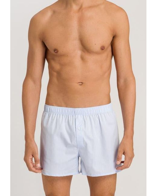 Hanro Blue Fancy Woven Cotton Boxer for men