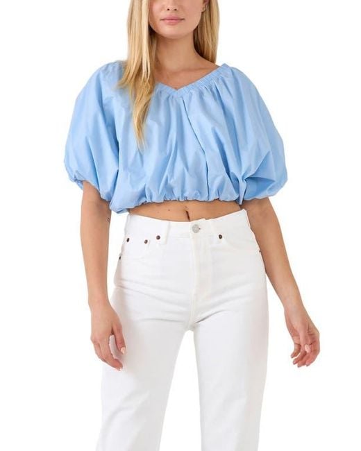Endless Rose Blue Puff Crop Blouse