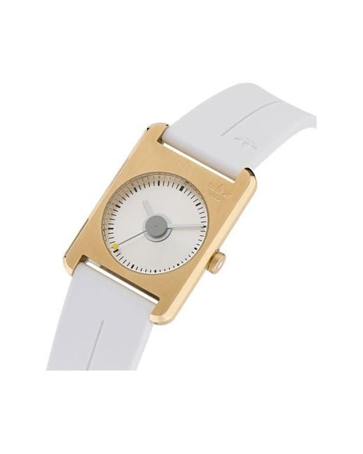 Adidas White Rectangular Dial Silicone Strap Watch, 31Mm for men