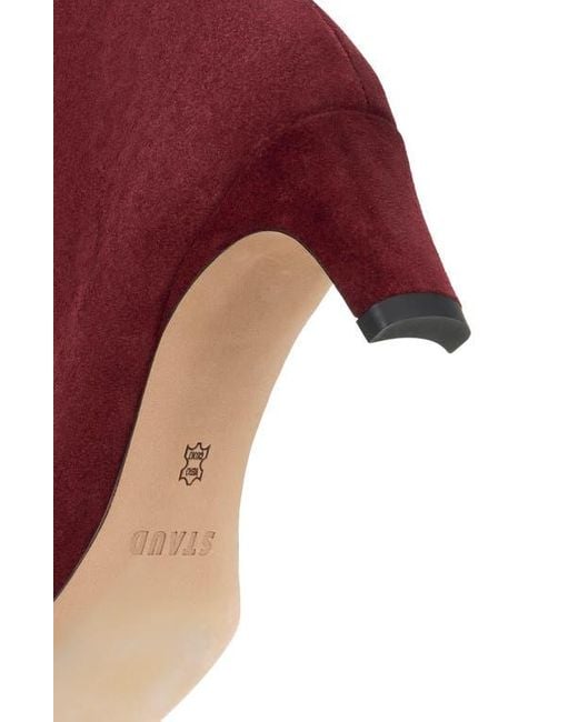 Staud Red Leather Square-Toe Demi Booties