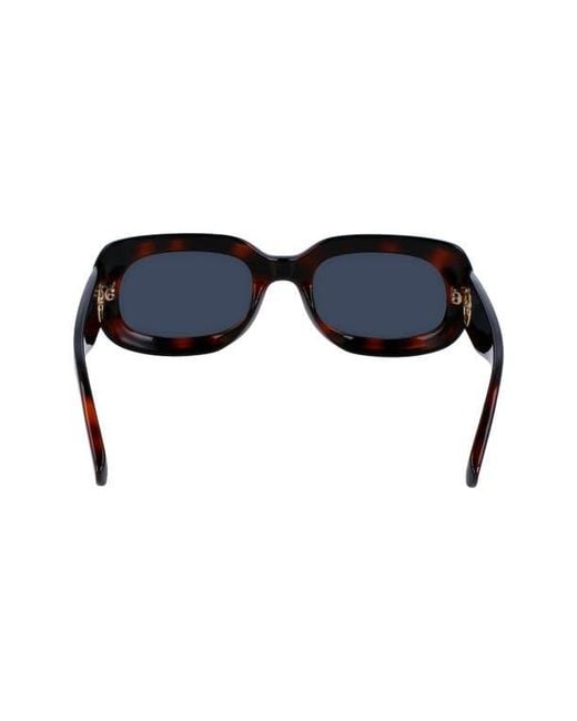 Longchamp Blue Medallion 52Mm Rectangular Sunglasses