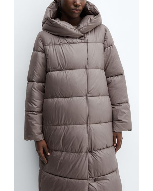 Mango Gray Quilted Water Repellent Longline Jacket