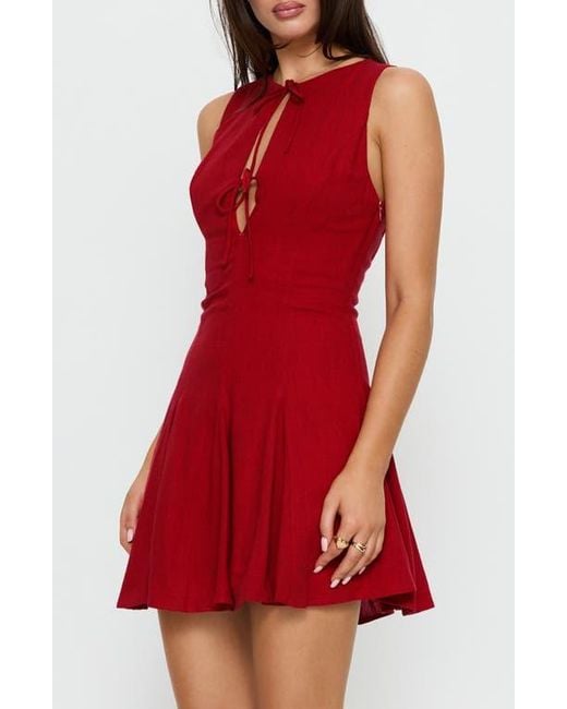 Princess Polly Women's Red Aeryn Tie Front Minidress Princess Polly Women's Red Aeryn Tie Front Minidress