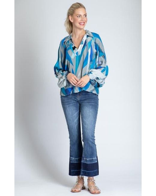 Apny Blue Half Placket Top