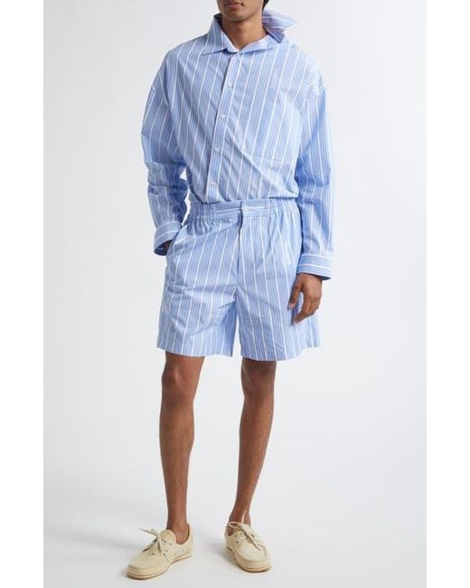 Jacquemus Blue Le Short Aloe Stripe Shorts for men