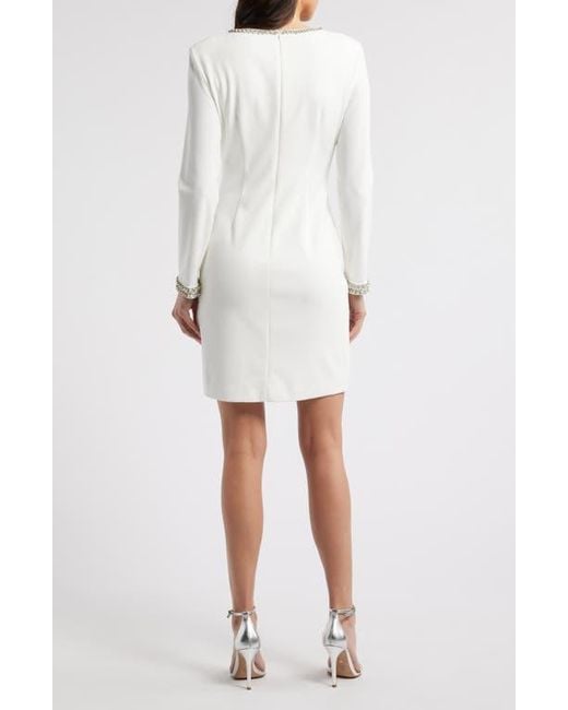 Vince Camuto Embellished Long Sleeve Cocktail Dress in White | Lyst