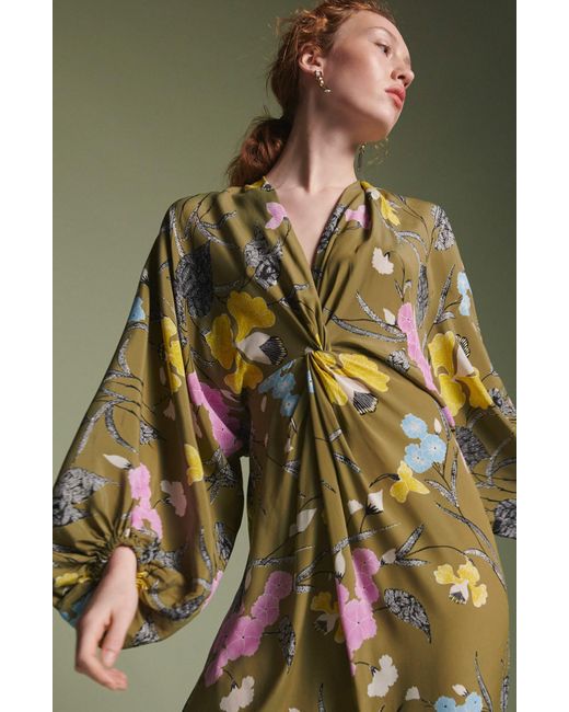 Diane von Furstenberg Multicolor Kason Floral Print Long Sleeve Dress