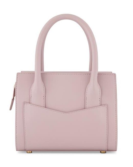 Mac Duggal Pink Plated Hardware Small Leather Tote Bag