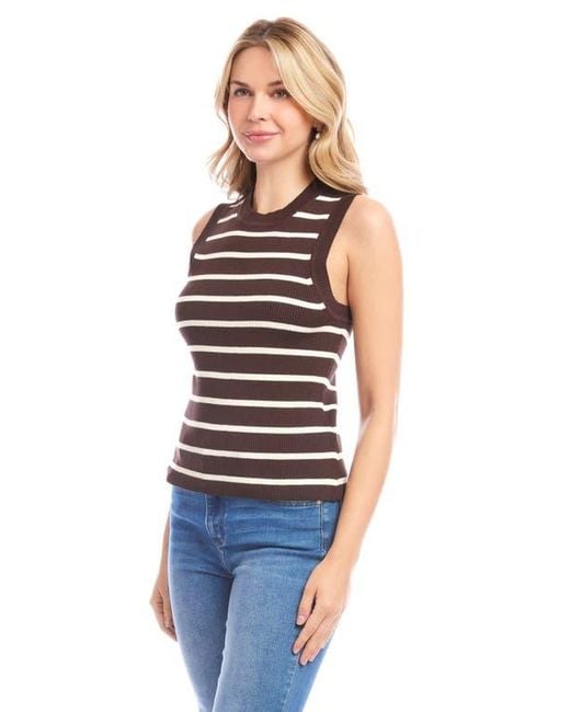 Karen Kane Blue Stripe Rib Sweater Tank