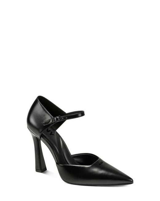 DKNY Black Catcher Ankle Strap Pointed Toe Pump