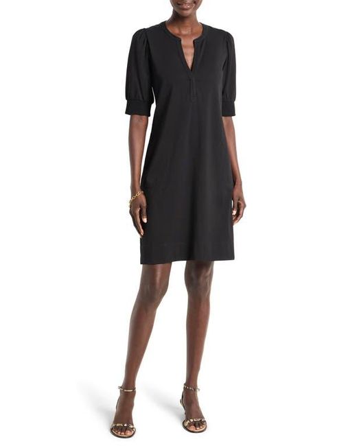 NIC+ZOE Black Henley Puff Sleeve Shift Dress