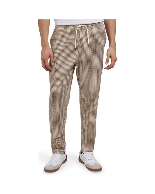 Ben Sherman Natural Houndstooth Drawstring Track Pants for men