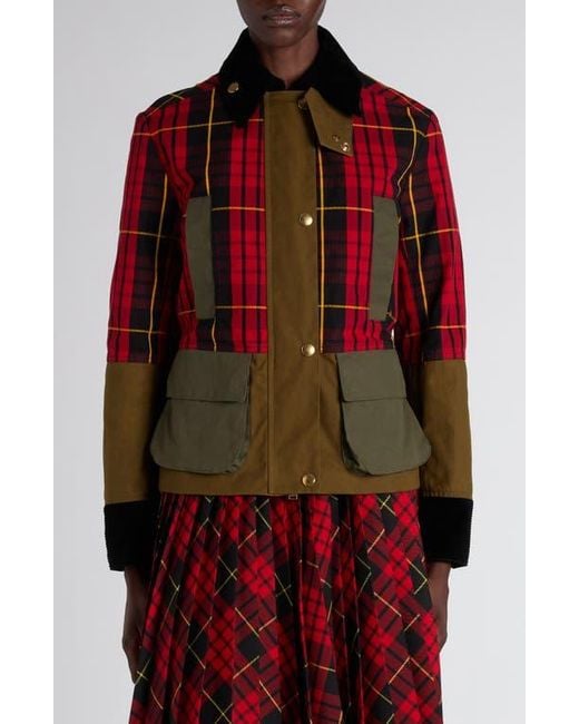 McQueen Red Deconstructed Tartan Ripstop Jacket