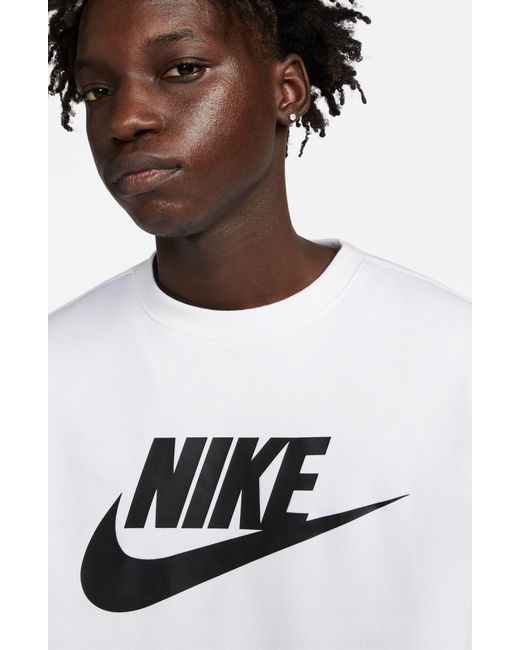Nike White Fleece Graphic Pullover Sweatshirt for men