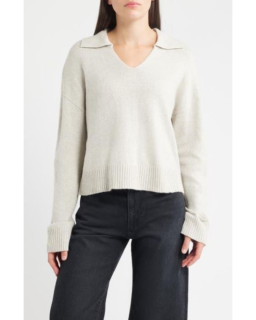 Bella Dahl White Johnny Collar Pullover Sweater