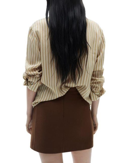 Mango Brown Wool Blend Miniskirt