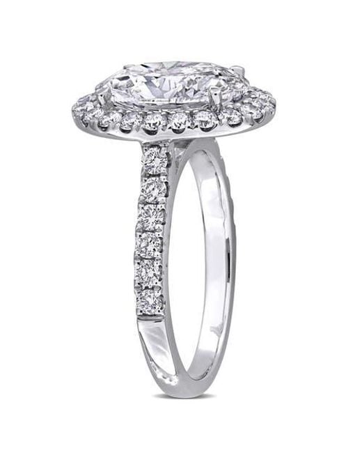 Julianna B Metallic 3-7/Ctw Lab-Grown Diamond Oval Halo Ring 14K