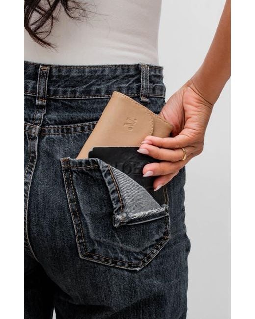 Mandrn Blue Leather Trifold Wallet