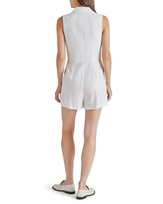 Steve Madden White Paris Double Breasted Linen Blend Romper