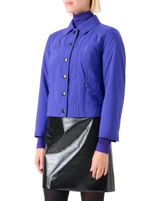 Akris Punto Blue Dot Quilted Technical Poplin Crop Jacket