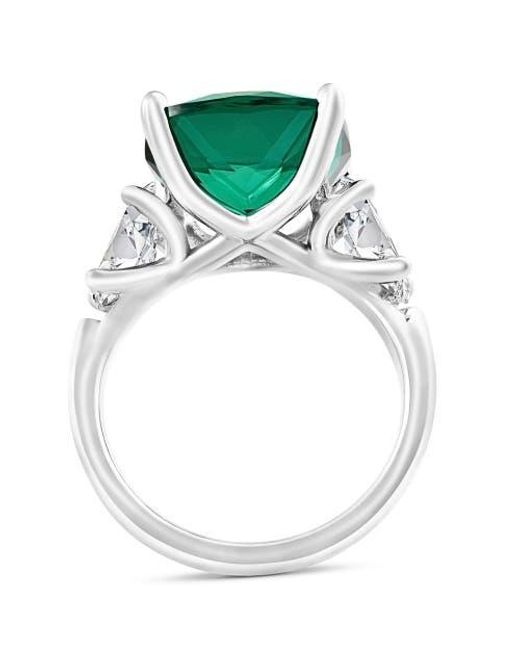 Bliss Diamond Green 7.55Ct Cushion Emerald & Marquise Three Stone Ring 14K Lab Grown