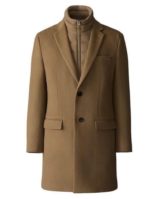 Mackage Brown Skai-Slb Virgin Wool Coat With Removable Down Bib for men