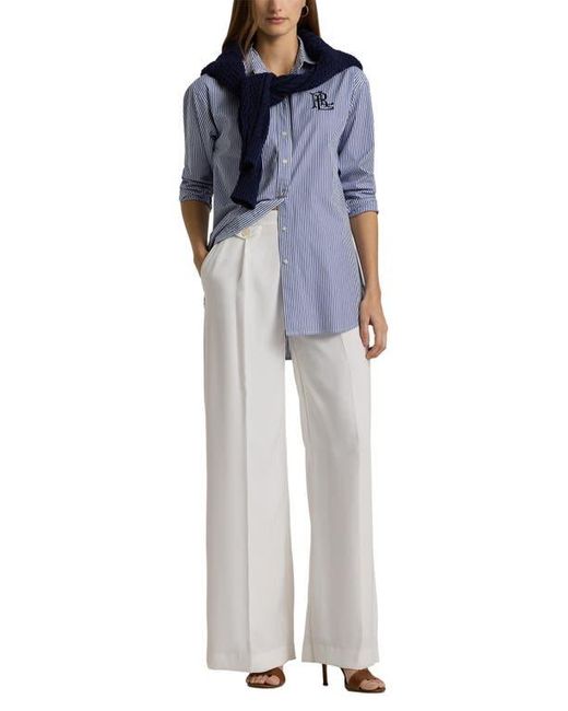 Ralph Lauren Blue Relaxed Fit Striped Stretch Cotton Shirt