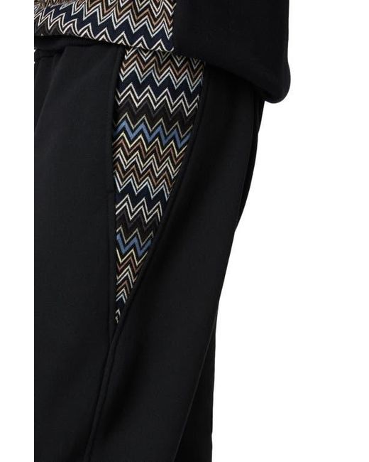 Missoni Black Cotton Fleece Joggers With Knitted Insert for men