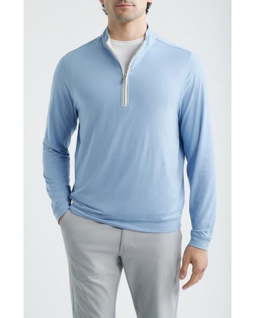 Scott Barber Blue Solid Performance Quarter Zip Pullover for men