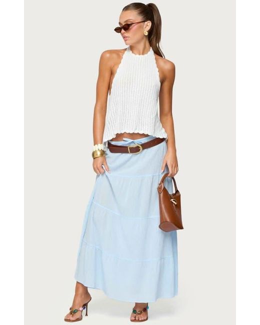 Edikted Blue Ivey Backless Halter Top