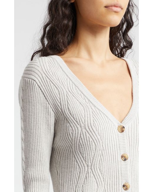 ATM White Mixed Stitch Cotton & Cashmere V-neck Sweater