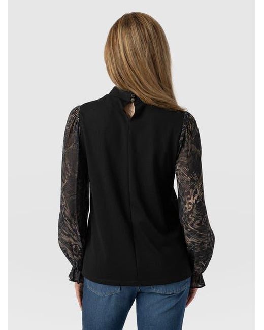 Saint + Sofia Black Penny Puff Sleeve Long Sleeve Top