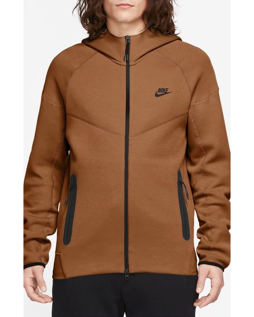 Nike Brown Tech Fleece Windrunner Zip Hoodie for men