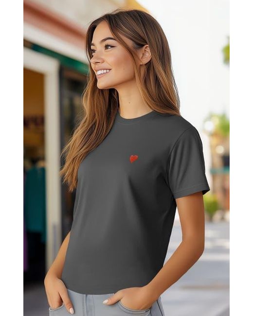 Alix Black Pixel Heart Jersey Relaxed Tee