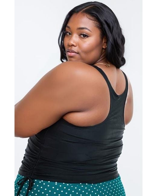 Calypsa Black Plus Size Maya Tankini Swim Top With Built-In Bra