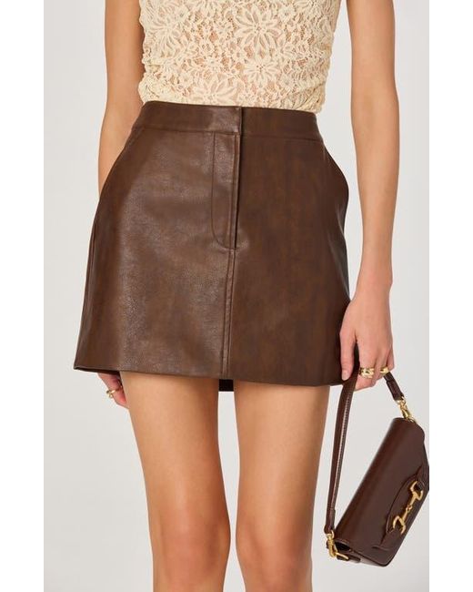 Astr Brown Faux Leather Miniskirt