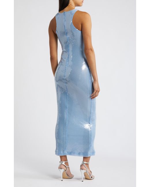 Rare London Blue Sequin Sleeveless Maxi Dress