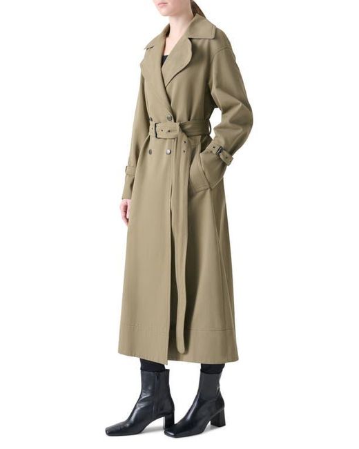 Akris Punto Natural Double Breasted Cotton Gabardine Trench Coat