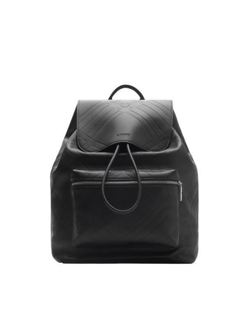 Burberry Black Embossed Check Backpack for men